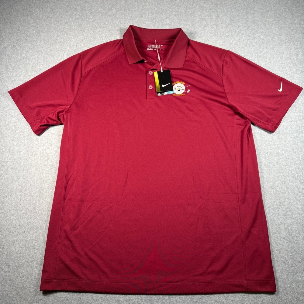Nike Golf Dri‑Fit Polo Men's XL Maroon Highlands Invitational Embroidered NWT